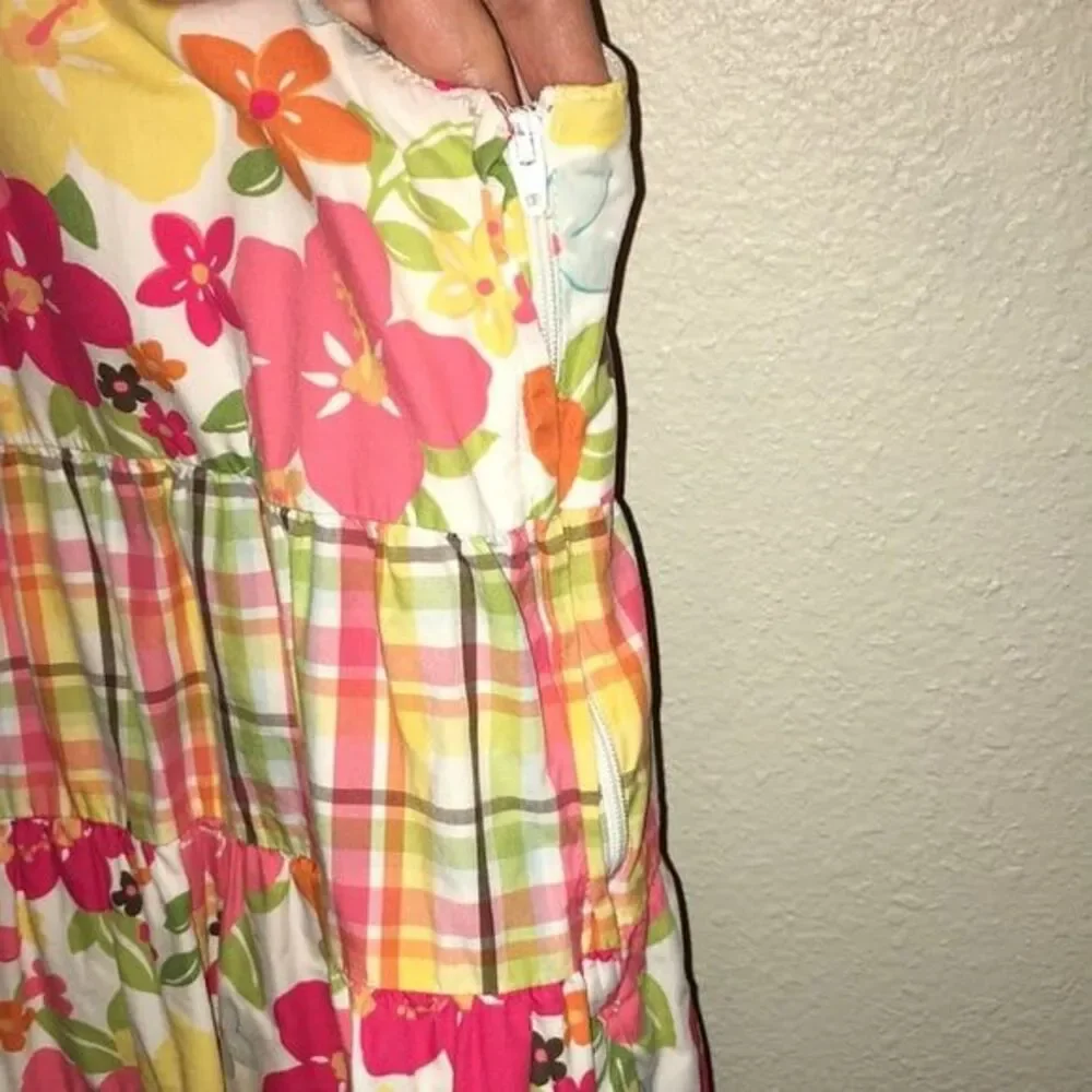 Gymboree Dress plaid floral size‎ 6 multi color embroidered jewels spring Easter